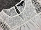 Romeo + Juliet Couture Blouse Women's White Eyelet Lace Long Sleeve Size M
