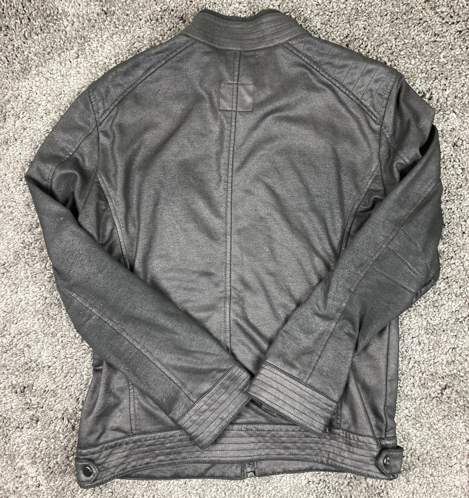 Zara Man Faux Leather Moto Jacket Black XL Biker Style Zip Pockets Lined