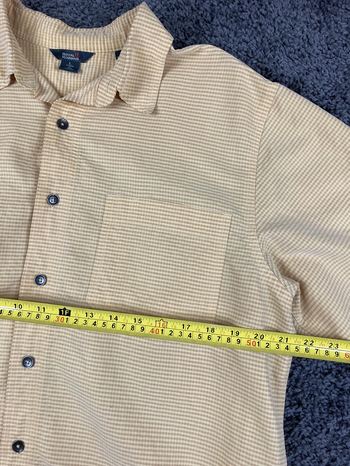 Royal Robbins Button Down Shirt Men’s Yellow Stripe Short Sleeve Modal Sz L