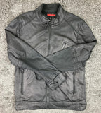 Zara Man Faux Leather Moto Jacket Black XL Biker Style Zip Pockets Lined