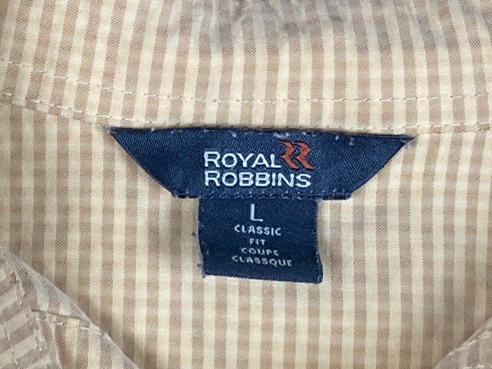 Royal Robbins Button Down Shirt Men’s Yellow Stripe Short Sleeve Modal Sz L