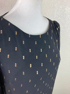 Eliza J Black Dress Gold Metallic Puff Sleeve  Size 8