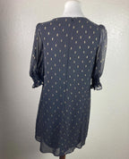 Eliza J Black Dress Gold Metallic Puff Sleeve  Size 8