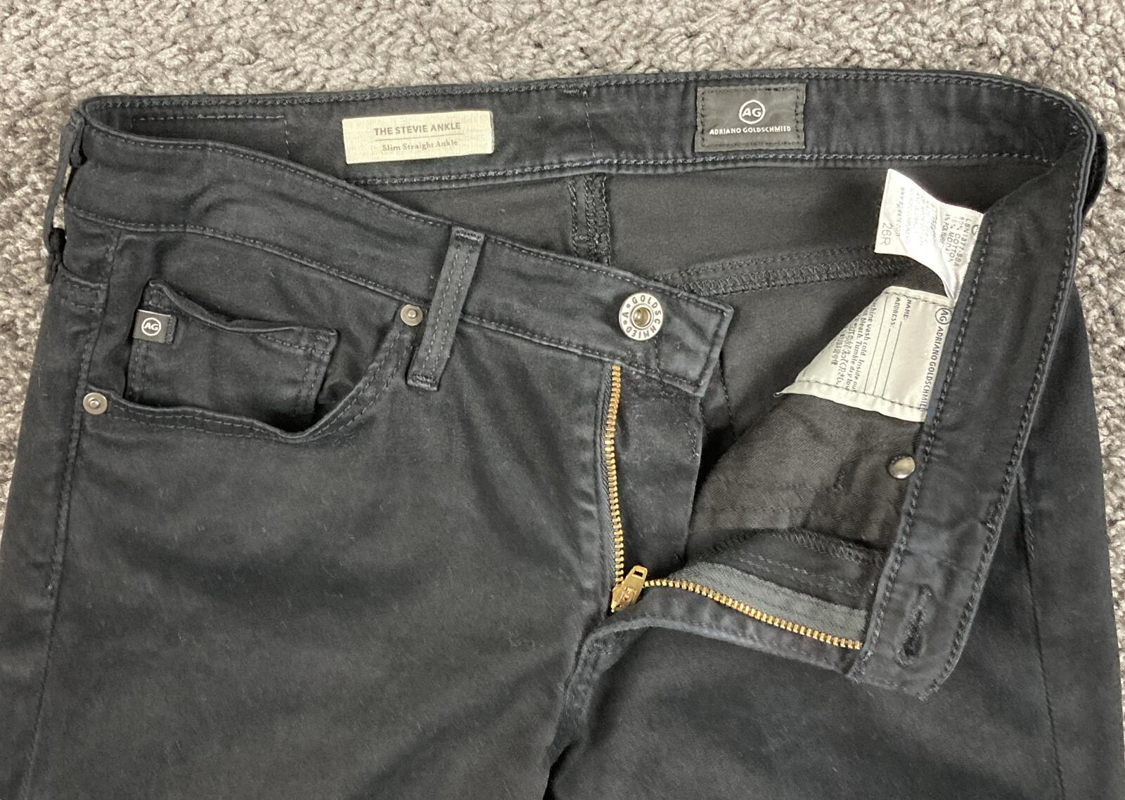 AG Adriano Goldschmied Womens Jeans Black The Stevie Ankle Slim Straight Sz  26R