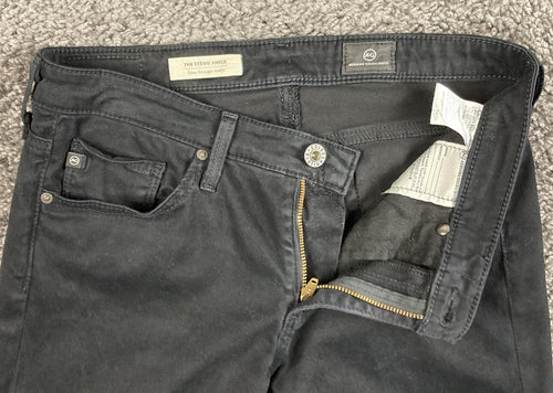 AG Adriano Goldschmied Womens Jeans Black The Stevie Ankle Slim Straight Sz  26R