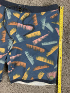 Outerknown Mens Board Shorts Blue Teal Brushstroke Swim Trunks Surf OK Size 34