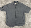 Pronto Uomo Firenze 100% Linen Button Up Shirt Mens Black Pocket Sz XL