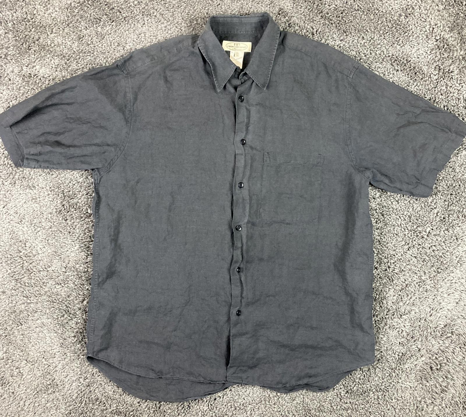Pronto Uomo Firenze 100% Linen Button Up Shirt Mens Black Pocket Sz XL