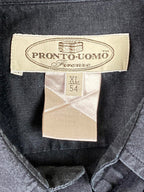 Pronto Uomo Firenze 100% Linen Button Up Shirt Mens Black Pocket Sz XL