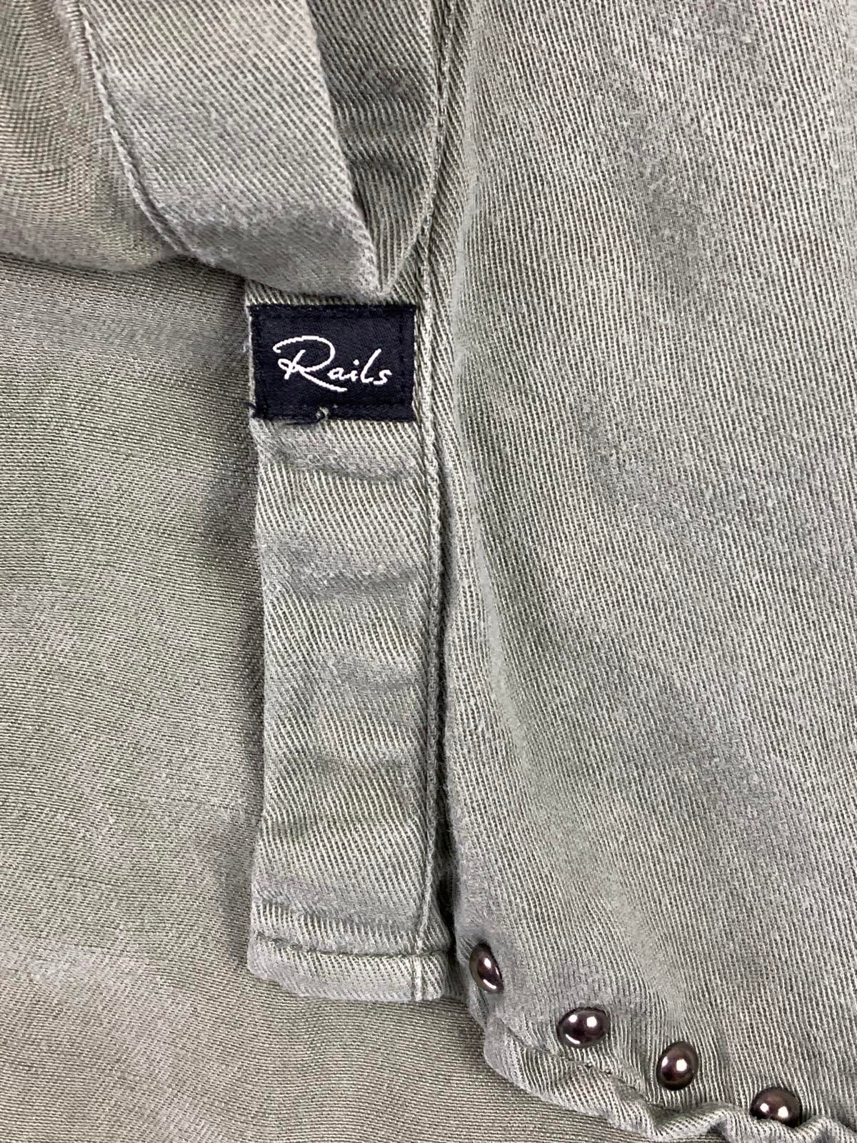 Rails Bowie Studded Shirt Dress Sage Green Linen Blend Snap Front Tunic Sz S