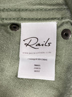 Rails Bowie Studded Shirt Dress Sage Green Linen Blend Snap Front Tunic Sz S