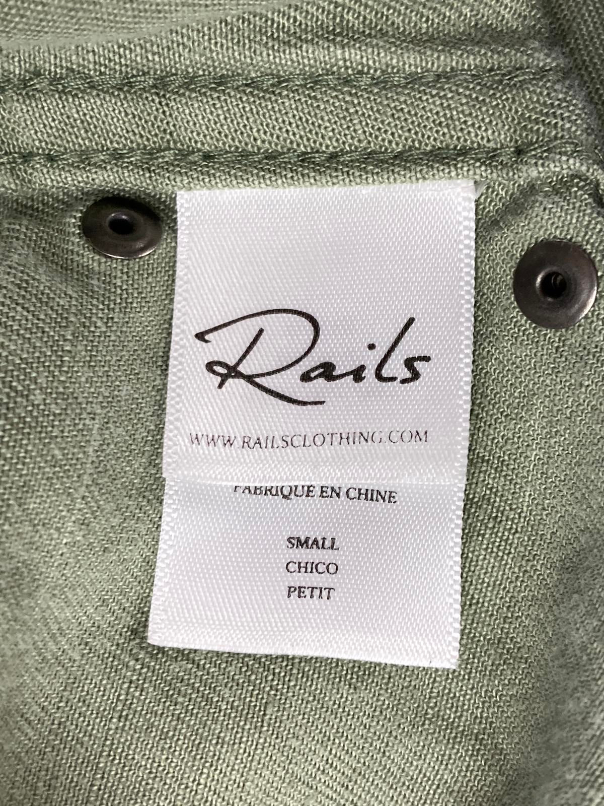 Rails Bowie Studded Shirt Dress Sage Green Linen Blend Snap Front Tunic Sz S