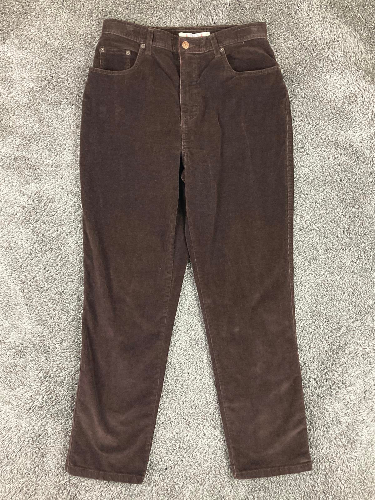 Bill Blass Womens Brown Corduroy Pants Stretch High Rise Straight Vintage Size 8