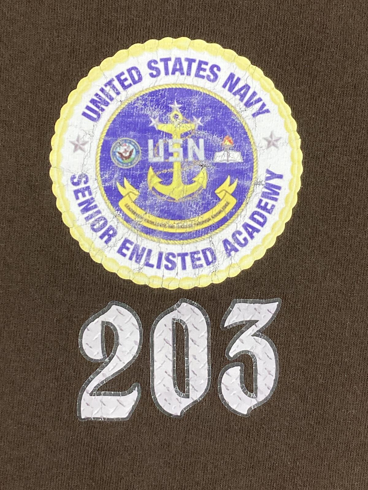 US Navy Senior Enlisted Academy Class 203 GySgt Long Sleeve T-Shirt Brown Sz L