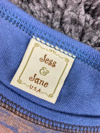 Jess & Jane Women's Top Pinot Noir Wine Print Rhinestone Blue Peach Sz Large