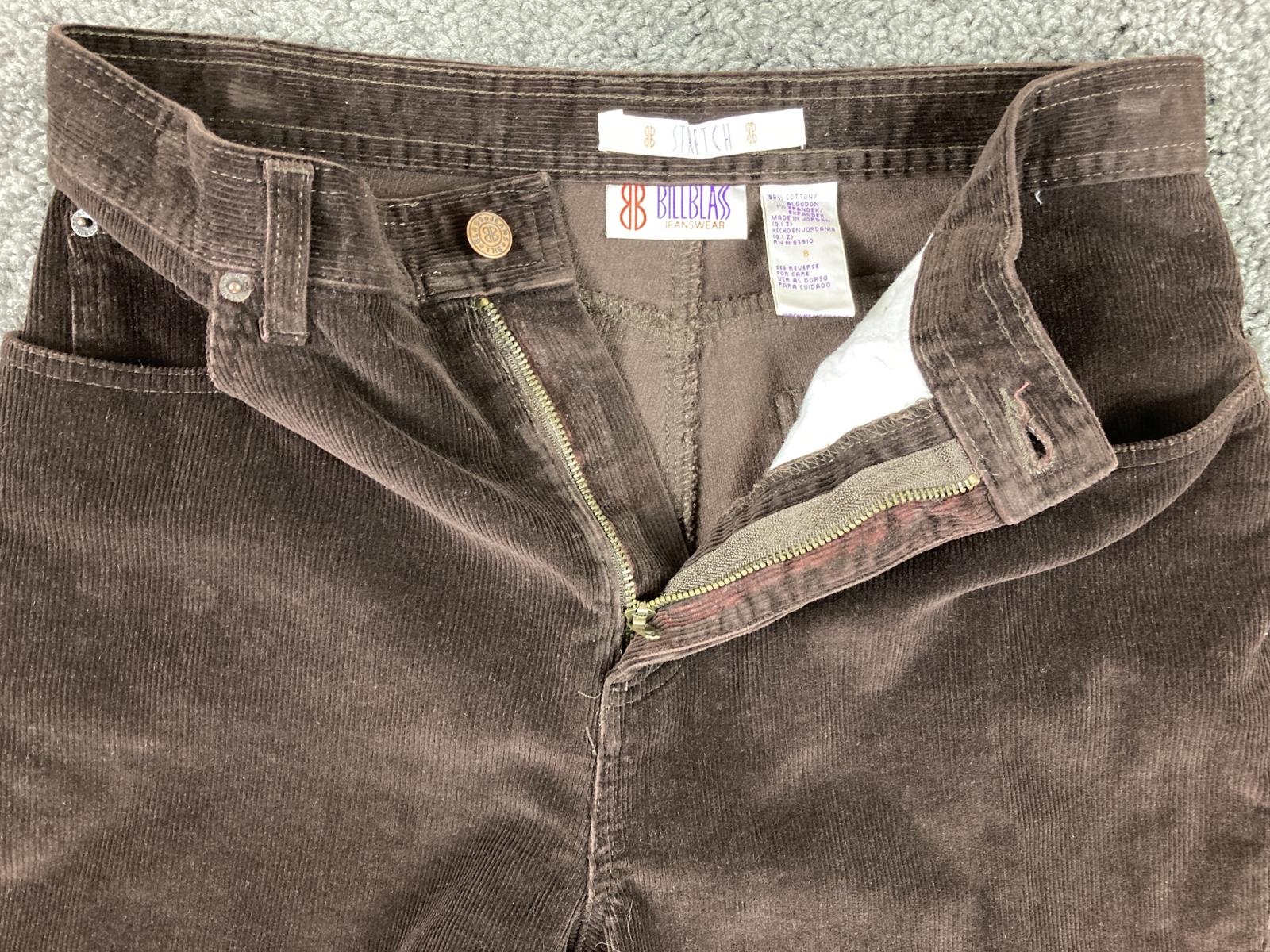 Bill Blass Womens Brown Corduroy Pants Stretch High Rise Straight Vintage Size 8