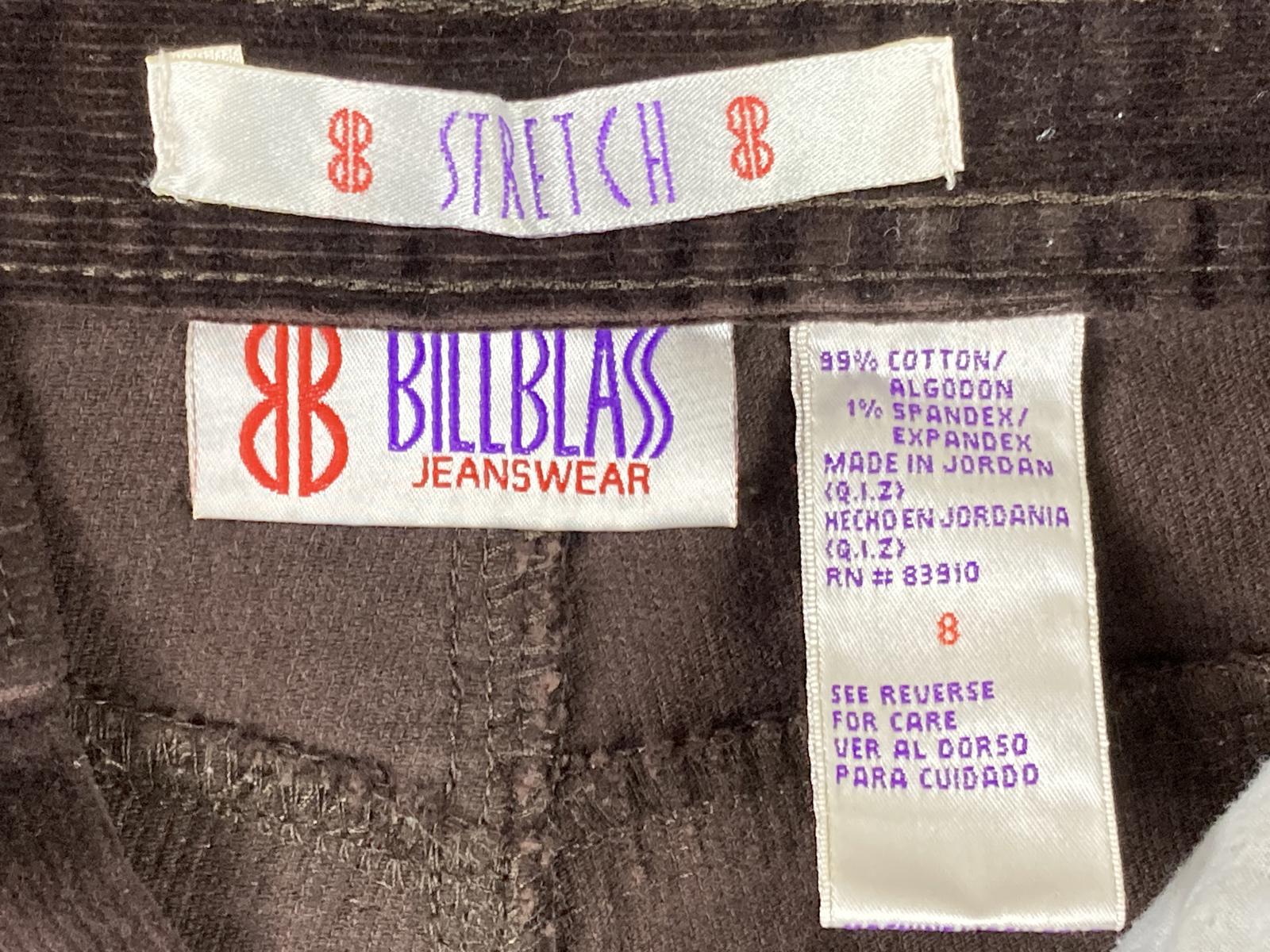 Bill Blass Womens Brown Corduroy Pants Stretch High Rise Straight Vintage Size 8