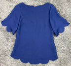 STS Sail to Sable Top Women's Polycrepe Scallop Hem Blue Polyester Size Small