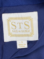 STS Sail to Sable Top Women's Polycrepe Scallop Hem Blue Polyester Size Small