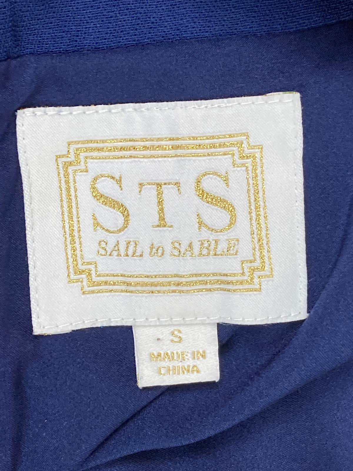 STS Sail to Sable Top Women's Polycrepe Scallop Hem Blue Polyester Size Small