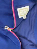 STS Sail to Sable Top Women's Polycrepe Scallop Hem Blue Polyester Size Small