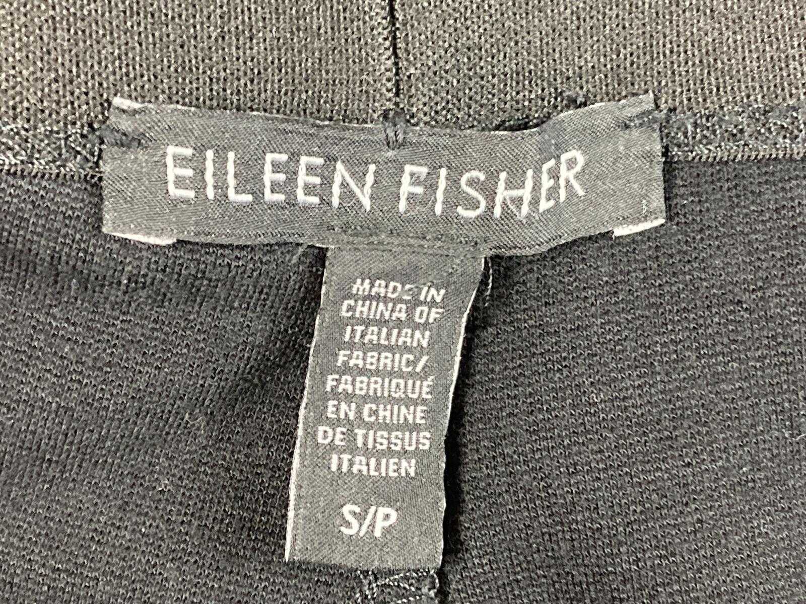 Eileen Fisher Italian Knit Leggings Black Small Stretch Pull On Pants Slim S/P
