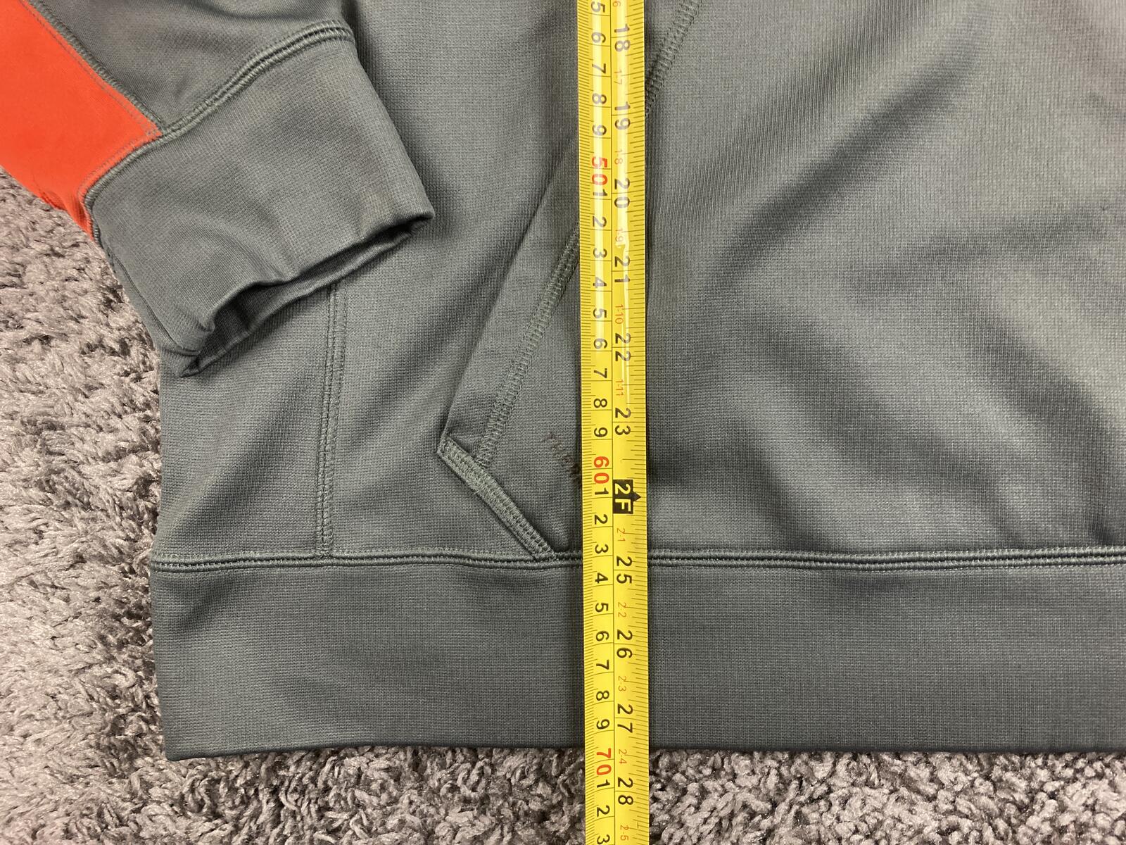 Nike Therma-FIT Hoodie Mens Gray Orange Swoosh Pullover Sweatshirt Sz XL