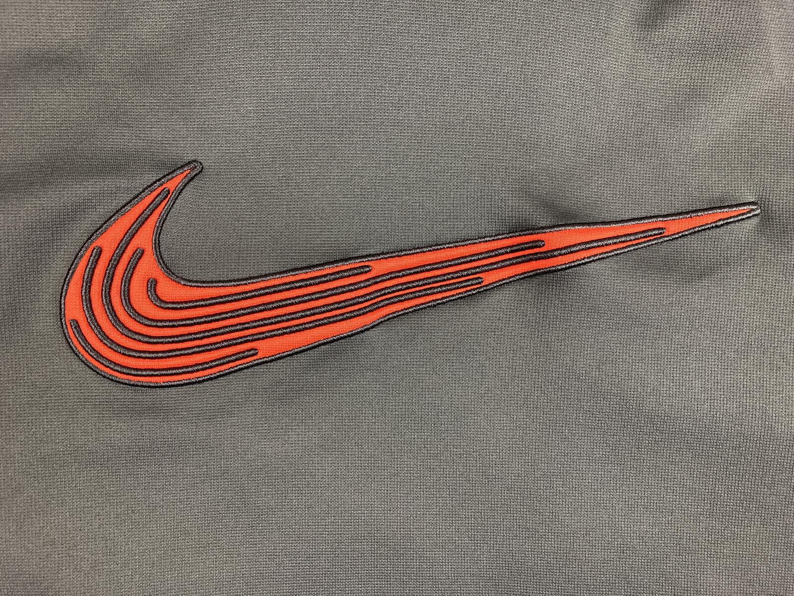 Nike Therma-FIT Hoodie Mens Gray Orange Swoosh Pullover Sweatshirt Sz XL