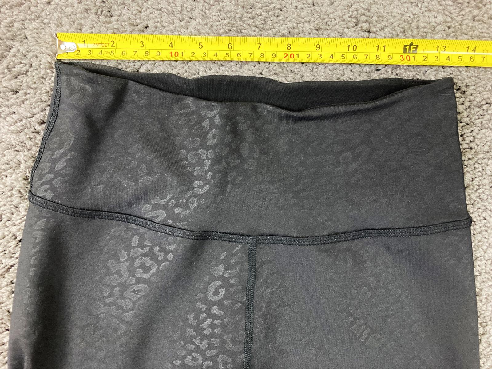 Beyond Yoga Leggings High Rise Women's Black Shiny Tonal Leopard USA Sz L