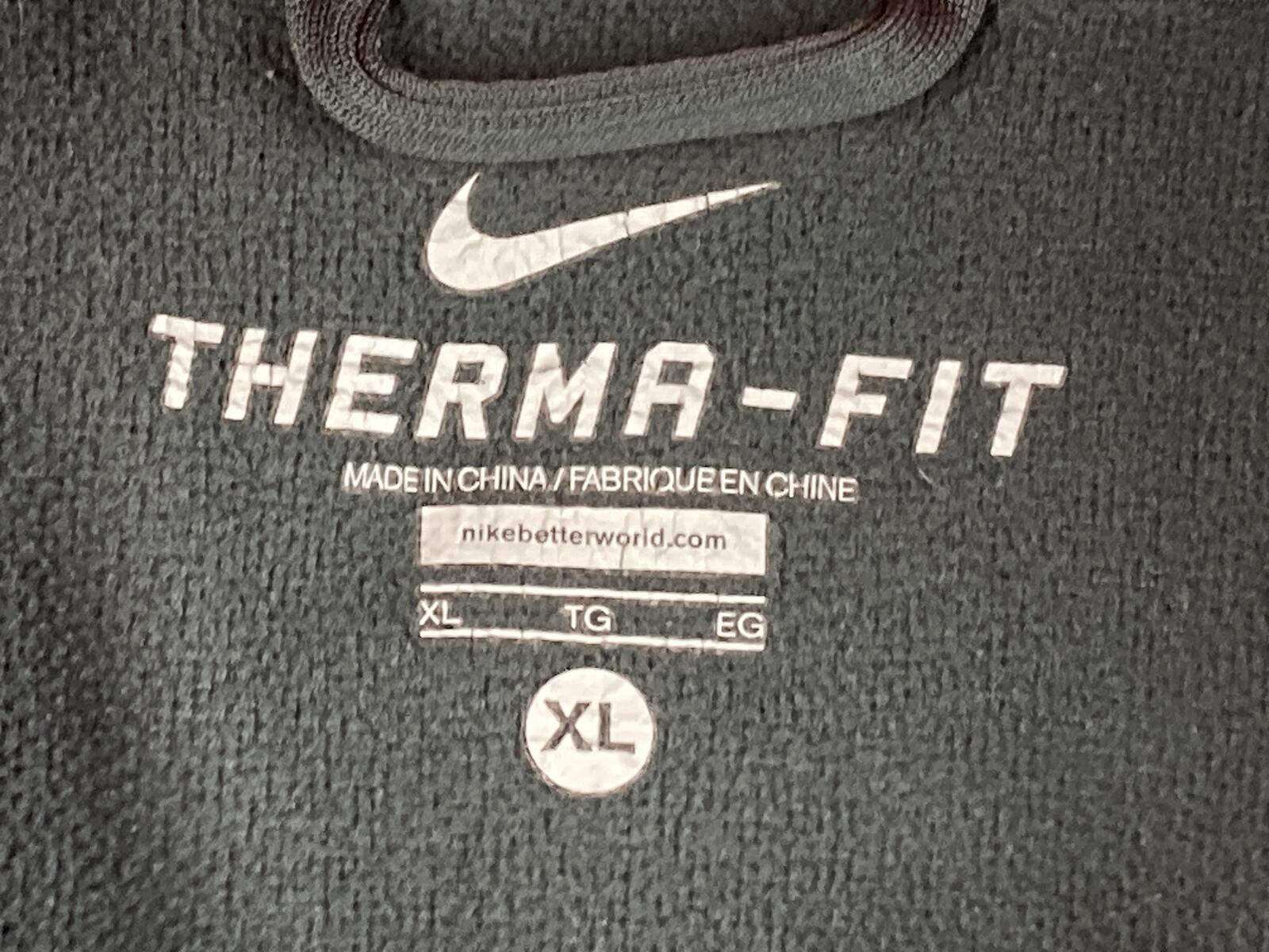 Nike Therma-FIT Hoodie Mens Gray Orange Swoosh Pullover Sweatshirt Sz XL