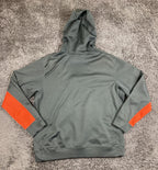 Nike Therma-FIT Hoodie Mens Gray Orange Swoosh Pullover Sweatshirt Sz XL