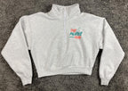 Los Angeles Apparel Pilates Hub Sweatshirt Cropped Women's Gray Quarter Zip S