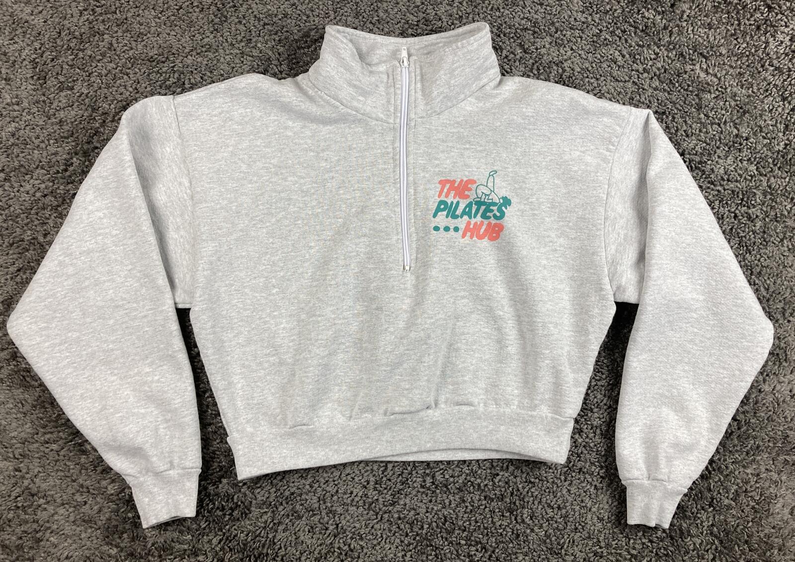 Los Angeles Apparel Pilates Hub Sweatshirt Cropped Women's Gray Quarter Zip S