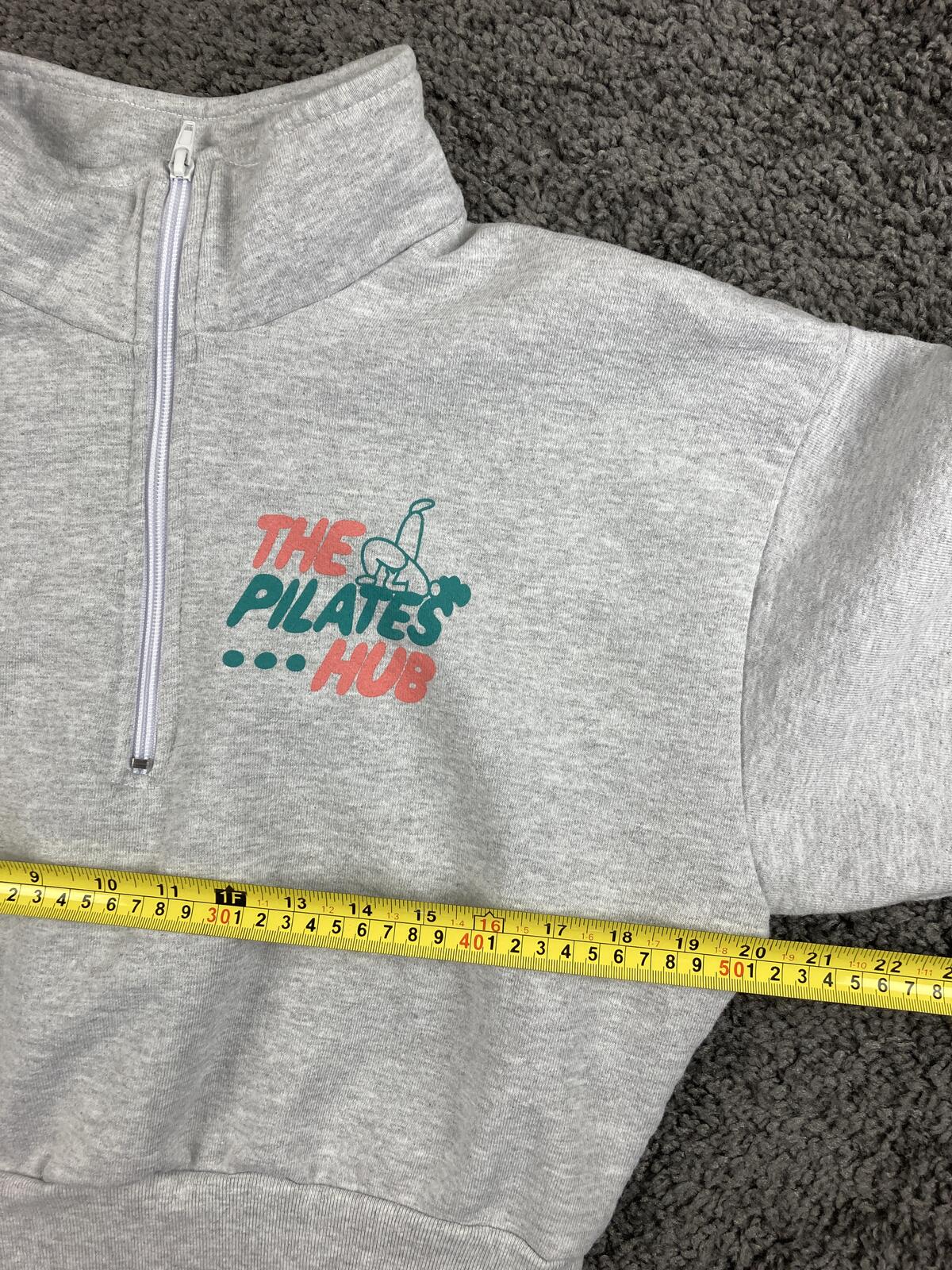 Los Angeles Apparel Pilates Hub Sweatshirt Cropped Women's Gray Quarter Zip S