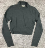 Madewell Top Black Ribbed Open Back Drawstring Crop Mock Neck  Size Large