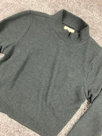 Madewell Top Black Ribbed Open Back Drawstring Crop Mock Neck  Size Large