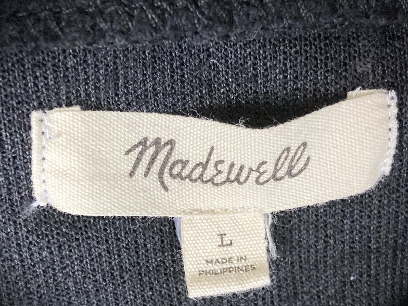 Madewell Top Black Ribbed Open Back Drawstring Crop Mock Neck  Size Large