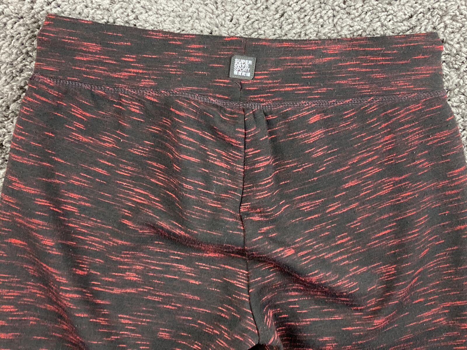 Superdry Sport Gym Tech Joggers Womens Red Black Space Dye Fleece Pants  XS US 4