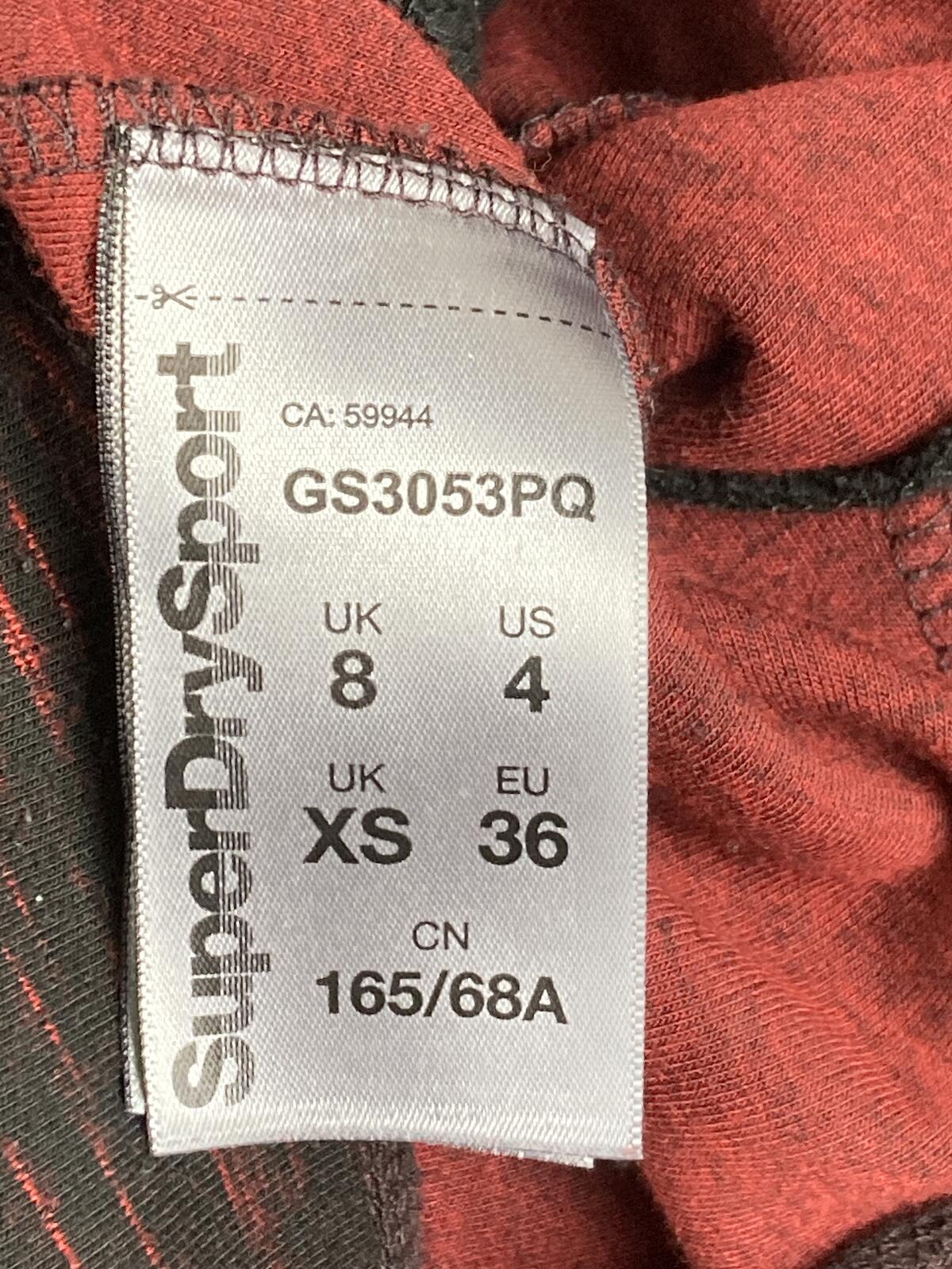 Superdry Sport Gym Tech Joggers Womens Red Black Space Dye Fleece Pants  XS US 4