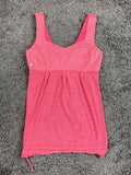 Lululemon Like New Pink Run Turbo Tank Top Built In Bra Cinch Hem Size 6