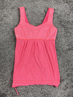 Lululemon Like New Pink Run Turbo Tank Top Built In Bra Cinch Hem Size 6