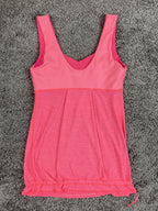 Lululemon Like New Pink Run Turbo Tank Top Built In Bra Cinch Hem Size 6