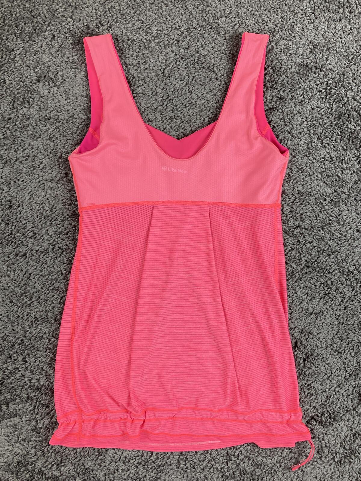 Lululemon Like New Pink Run Turbo Tank Top Built In Bra Cinch Hem Size 6