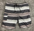 O'Neill Mens Board Shorts Gray Striped Swim Trunks Cargo Pocket Surfing Size 38
