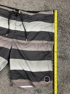 O'Neill Mens Board Shorts Gray Striped Swim Trunks Cargo Pocket Surfing Size 38