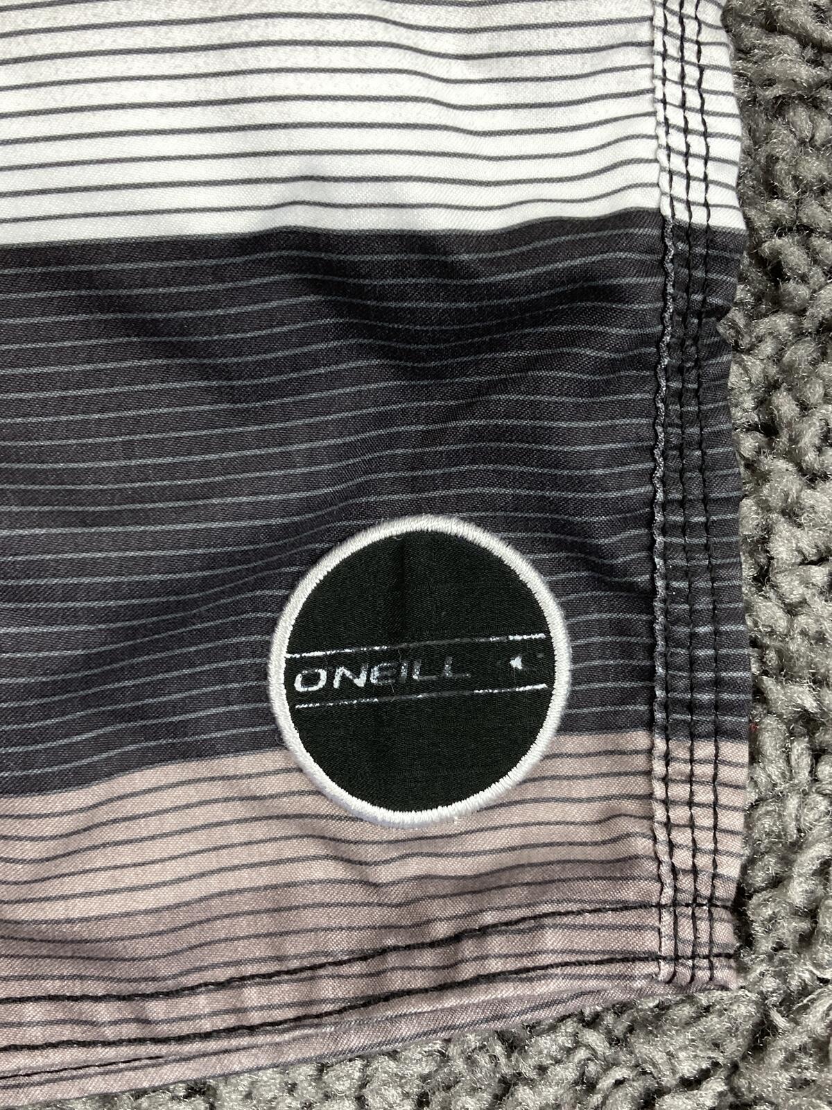 O'Neill Mens Board Shorts Gray Striped Swim Trunks Cargo Pocket Surfing Size 38