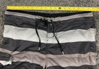 O'Neill Mens Board Shorts Gray Striped Swim Trunks Cargo Pocket Surfing Size 38