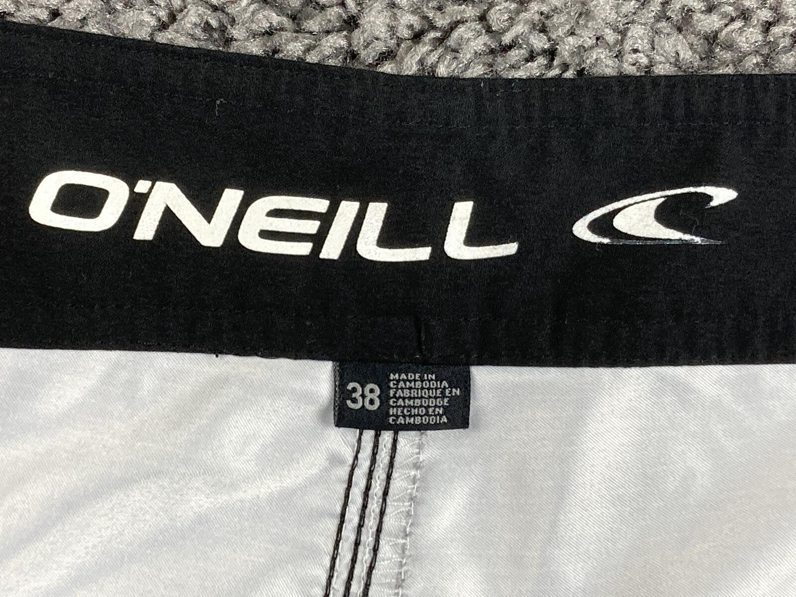 O'Neill Mens Board Shorts Gray Striped Swim Trunks Cargo Pocket Surfing Size 38