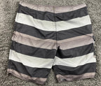 O'Neill Mens Board Shorts Gray Striped Swim Trunks Cargo Pocket Surfing Size 38