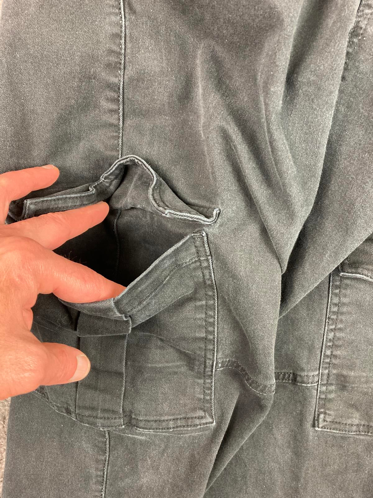 Garage Cargo Pants Women P/S Charcoal Gray Cotton Stretch Straight Leg